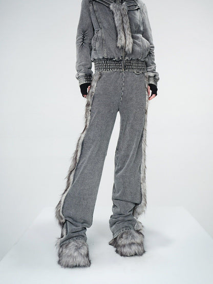 NORTH NODE Fur Collar Washed Quilted Hooded Women&