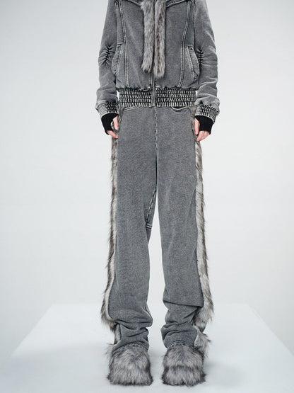 NORTH NODE Fur Collar Washed Quilted Hooded Women&