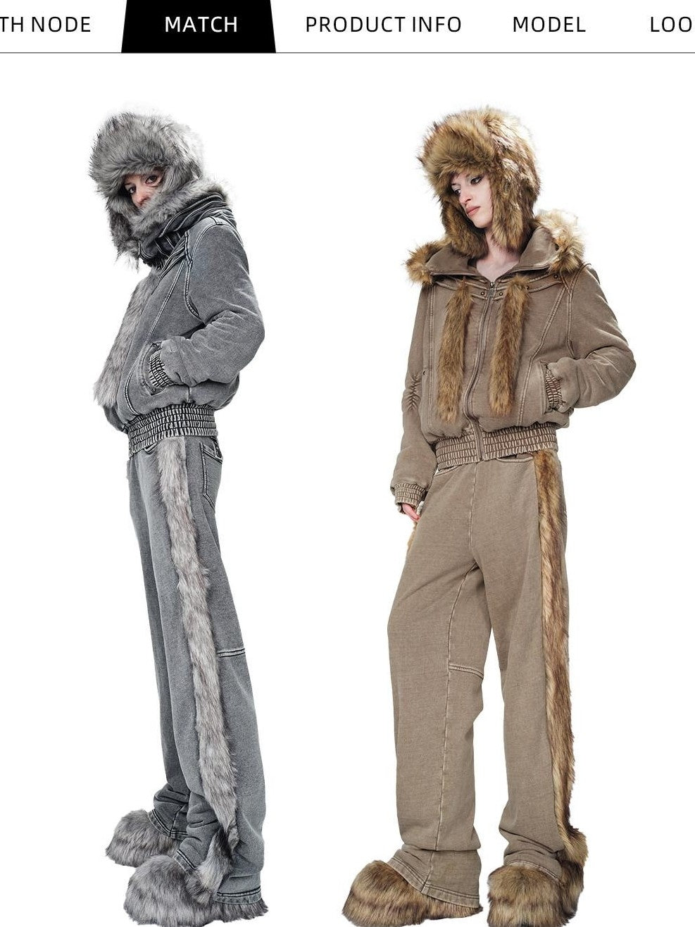 NORTH NODE Fur Collar Washed Quilted Hooded Women&