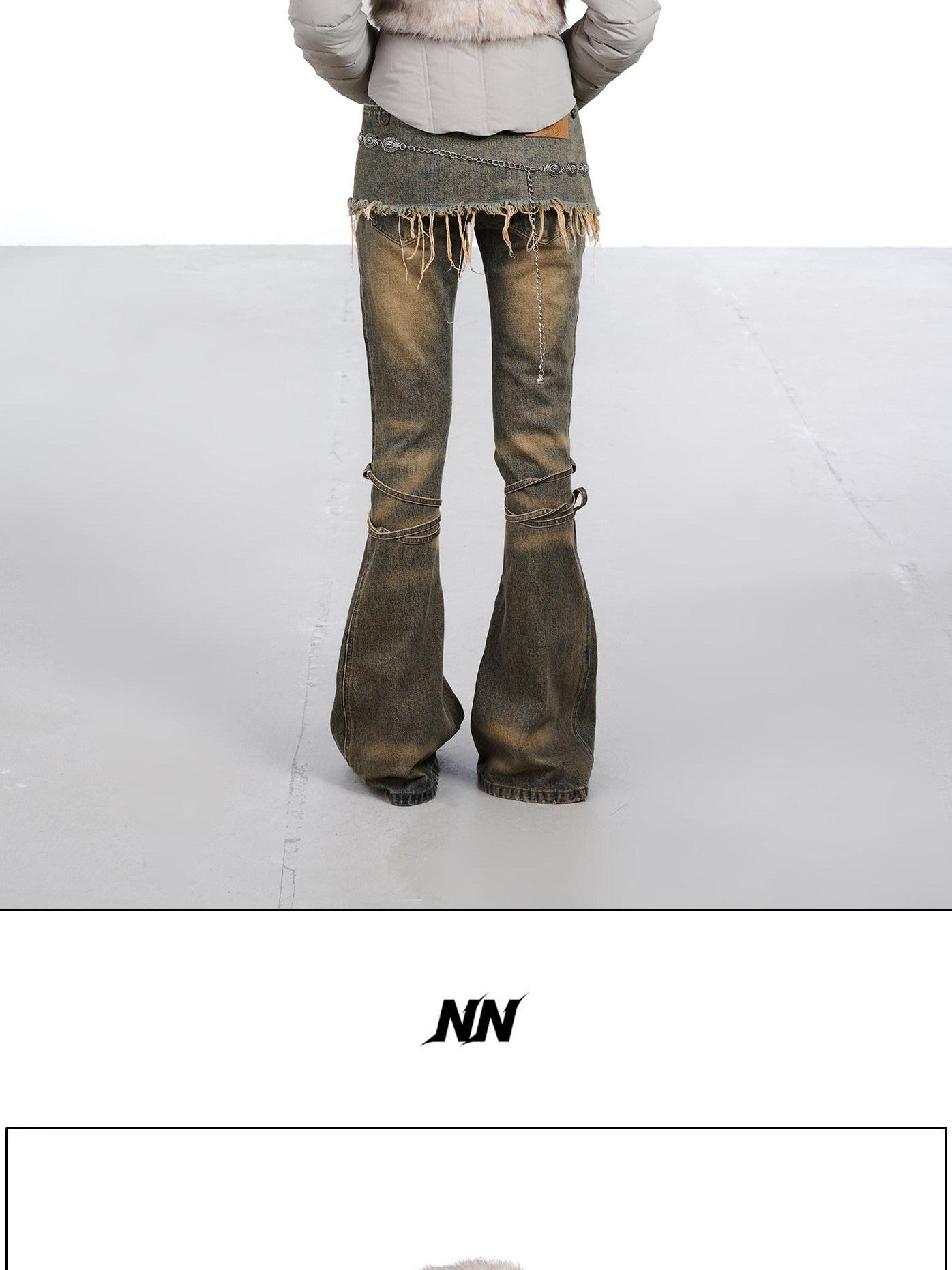 NORTH NODE Fur Splice Hooded Faux Two Piece Cropped Women&