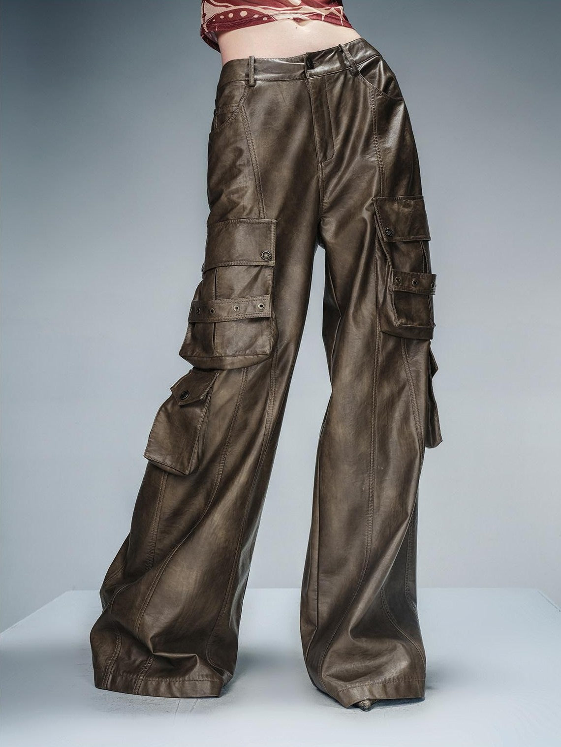 NORTH NODE Futuristic Washed Cargo Pocket Natural Waist Women&