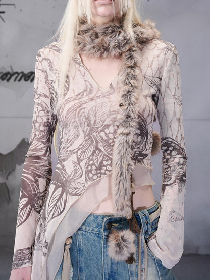 NORTH NODE Fuzzy Beaded Multiway Hand Sewn Women&