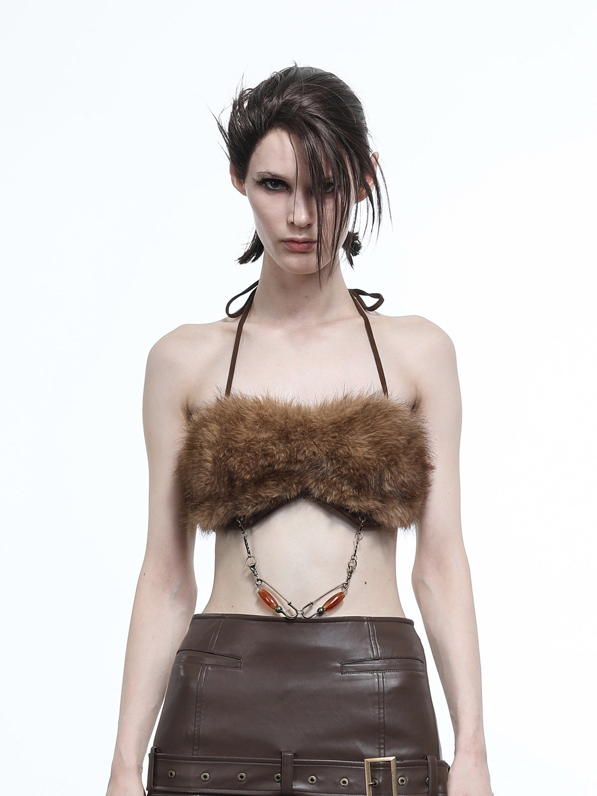 NORTH_NODE_Fuzzy_Chain_Beaded_Patchwork_V-neck_Women&
