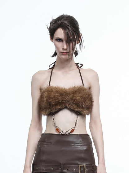 NORTH_NODE_Fuzzy_Chain_Beaded_Patchwork_V-neck_Women&