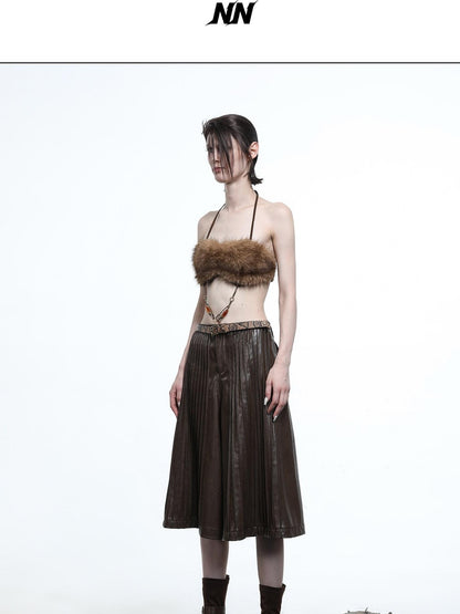NORTH NODE Fuzzy Chain Beaded Patchwork V-neck Women&