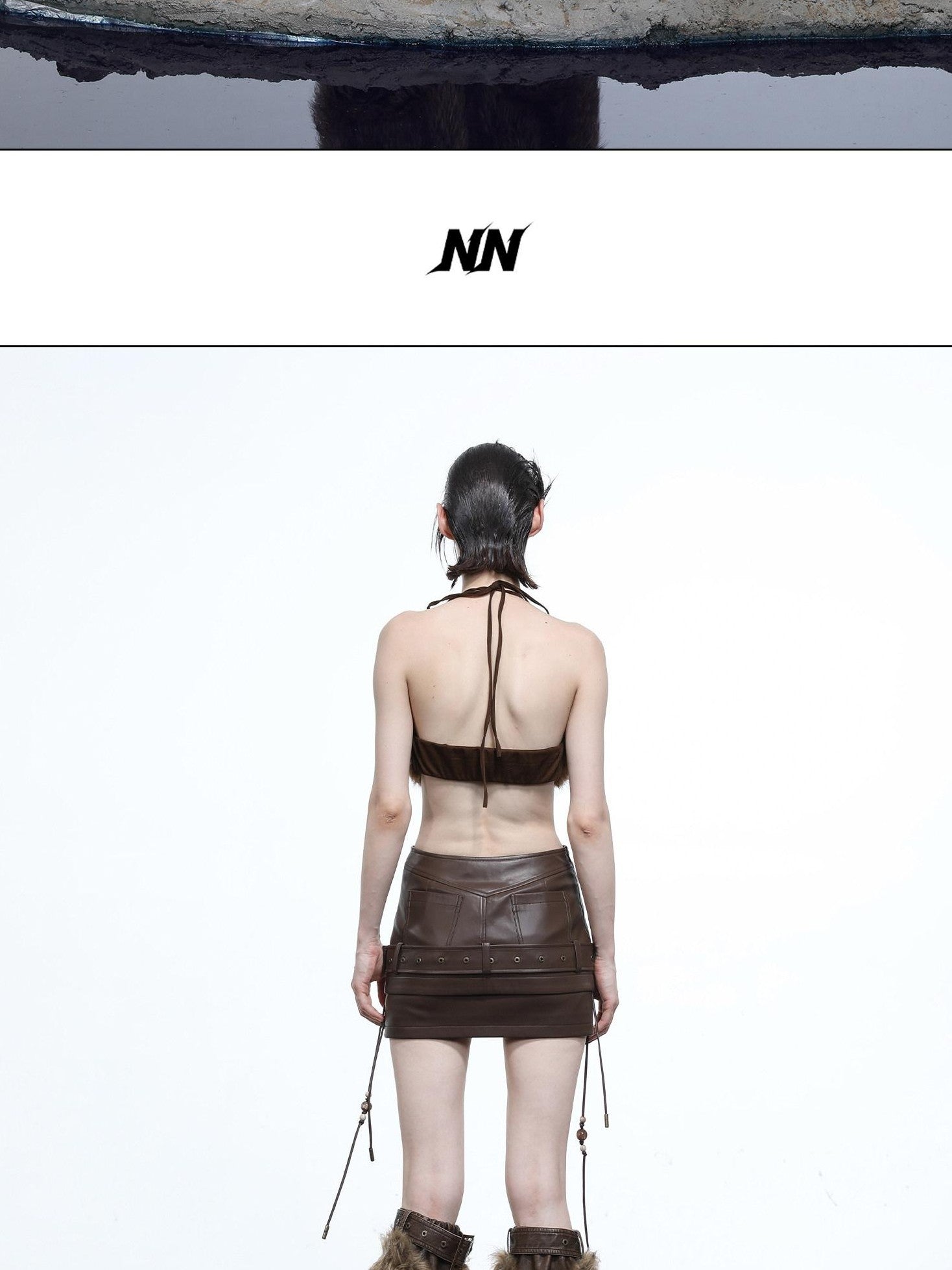 NORTH NODE Fuzzy Chain Beaded Patchwork V-neck Women&