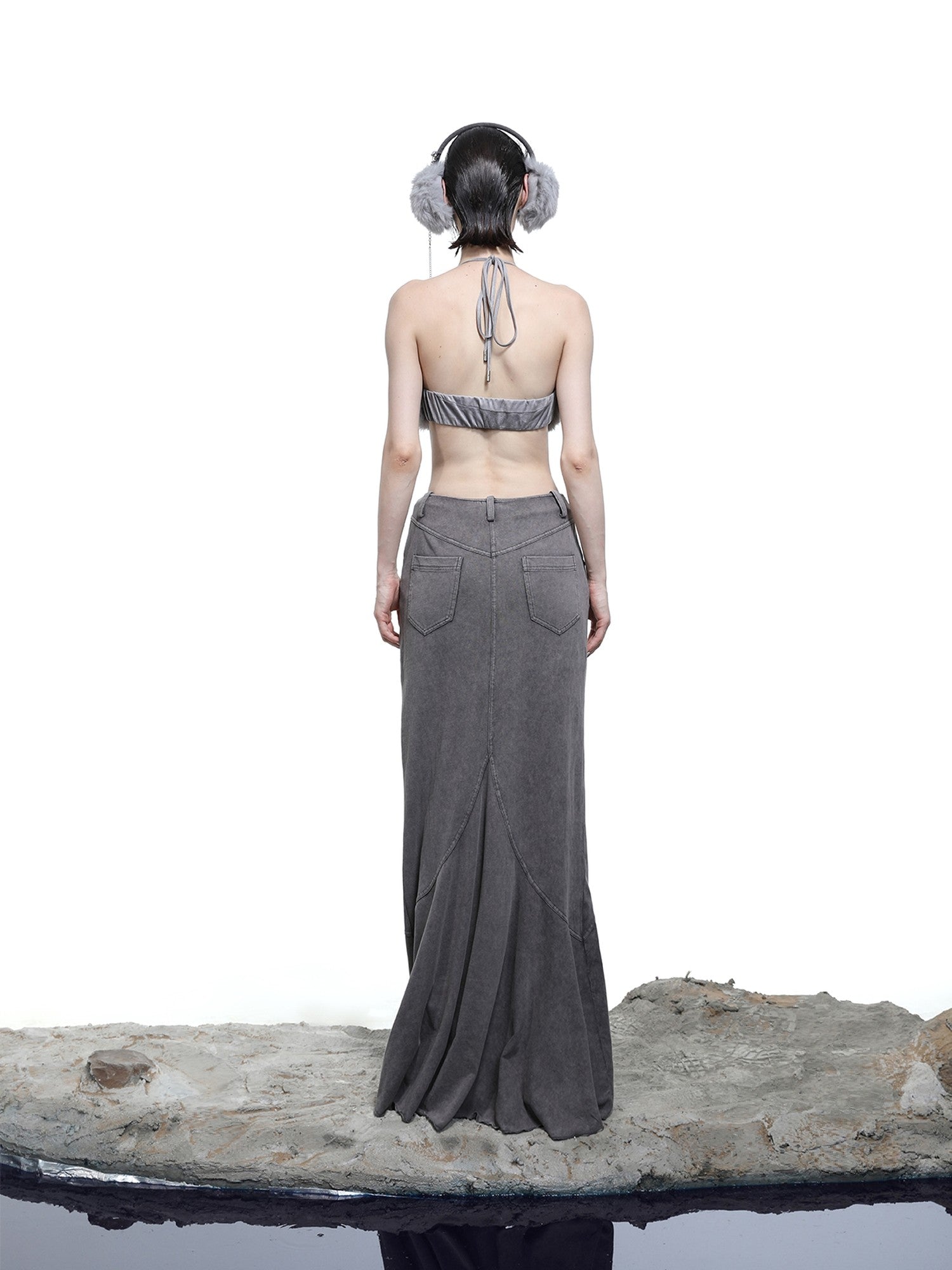 NORTH NODE Fuzzy Chain Beaded Patchwork V-neck Women&