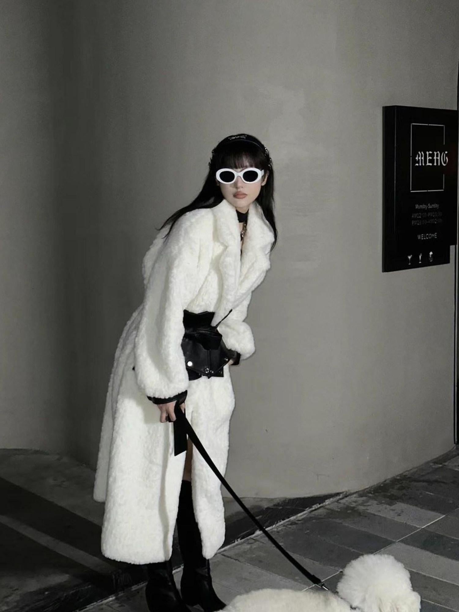 NORTH NODE Fuzzy Pajama Style Blazer Collar Women&