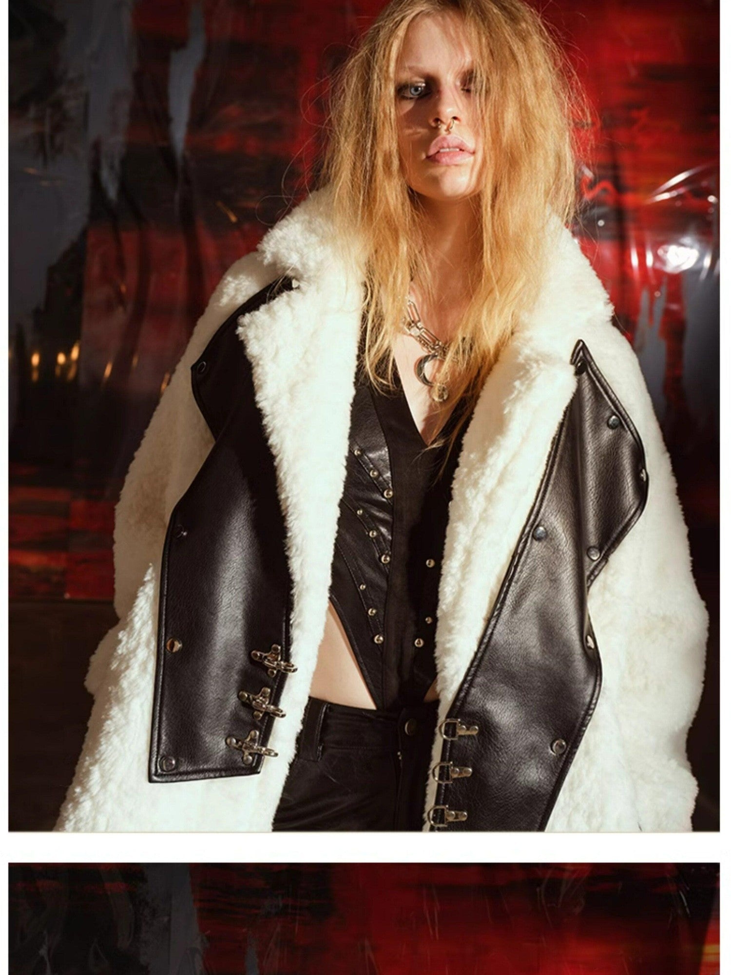 NORTH NODE Fuzzy Pajama Style Blazer Collar Women&