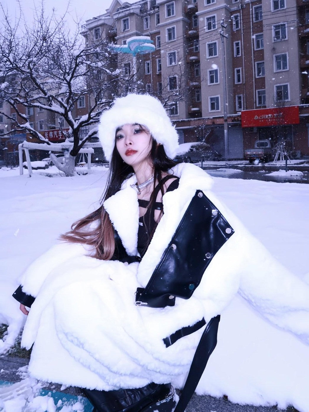 NORTH NODE Fuzzy Pajama Style Blazer Collar Women&