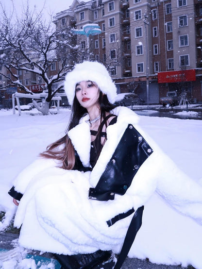 NORTH NODE Fuzzy Pajama Style Blazer Collar Women&
