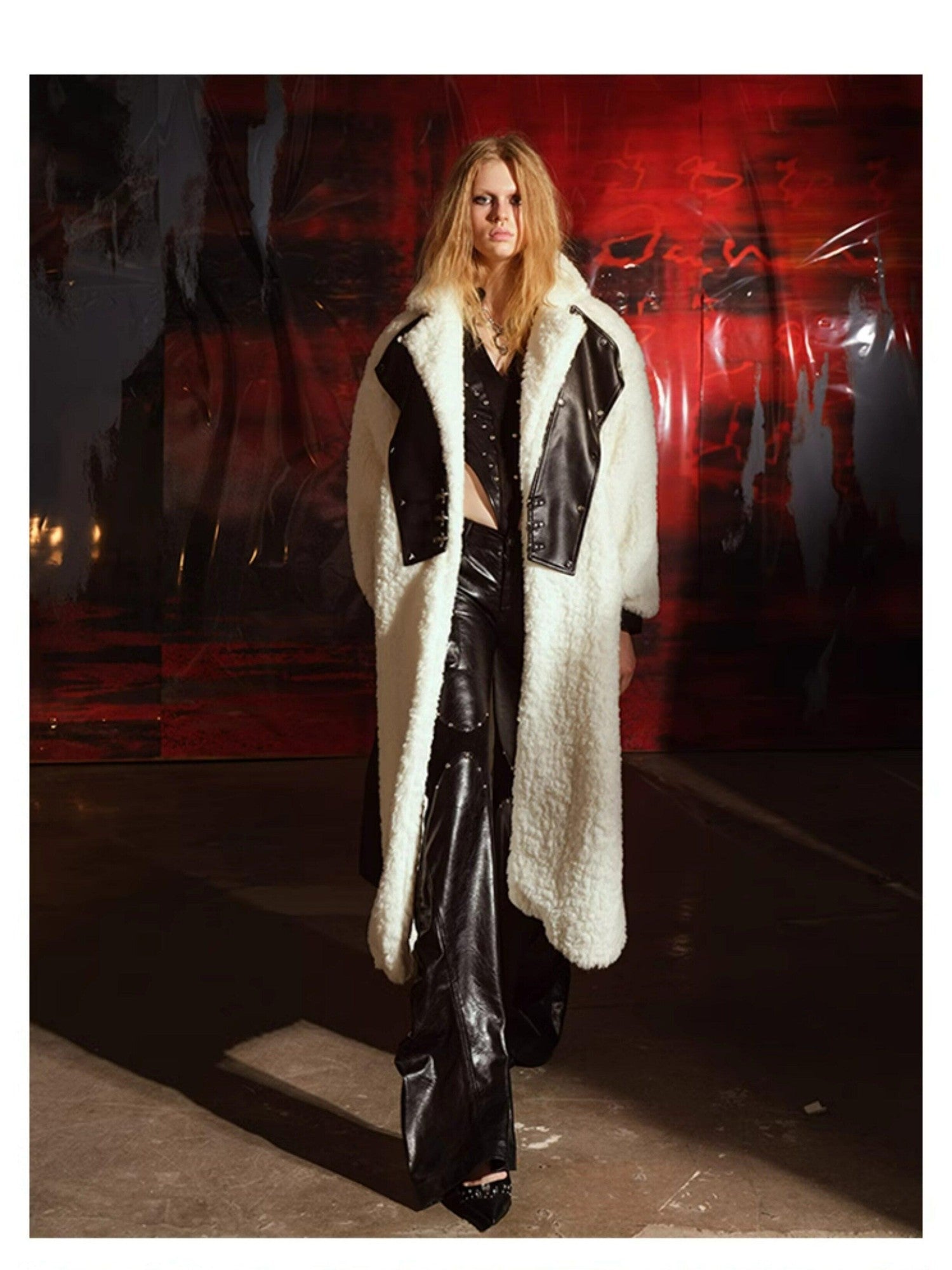 NORTH NODE Fuzzy Pajama Style Blazer Collar Women&