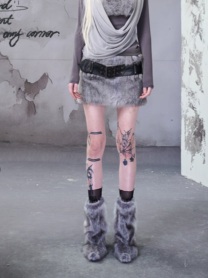 NORTH_NODE_Fuzzy_Side_Zipper_Mid_Waist_Bodycon_Women&
