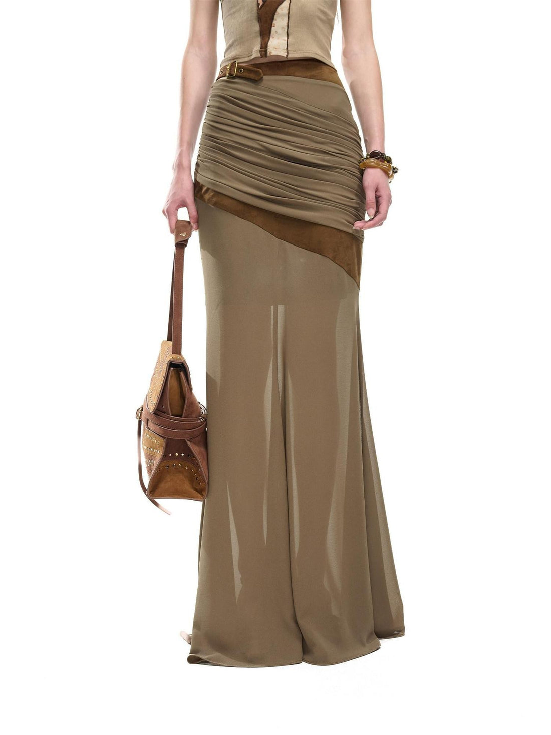 NORTH NODE Garnet Panelled Pleated Mermaid Women&