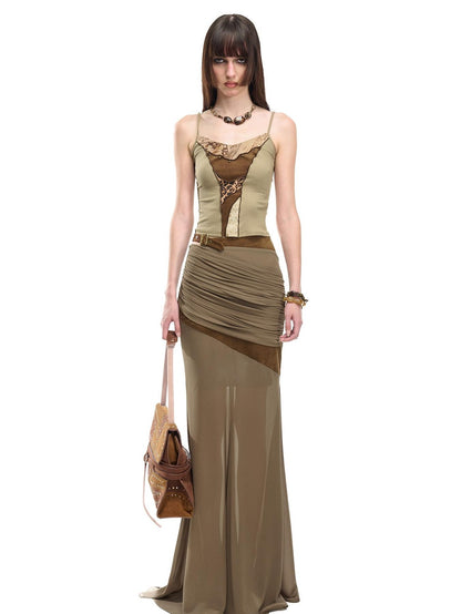 NORTH NODE Garnet Panelled Pleated Mermaid Women&