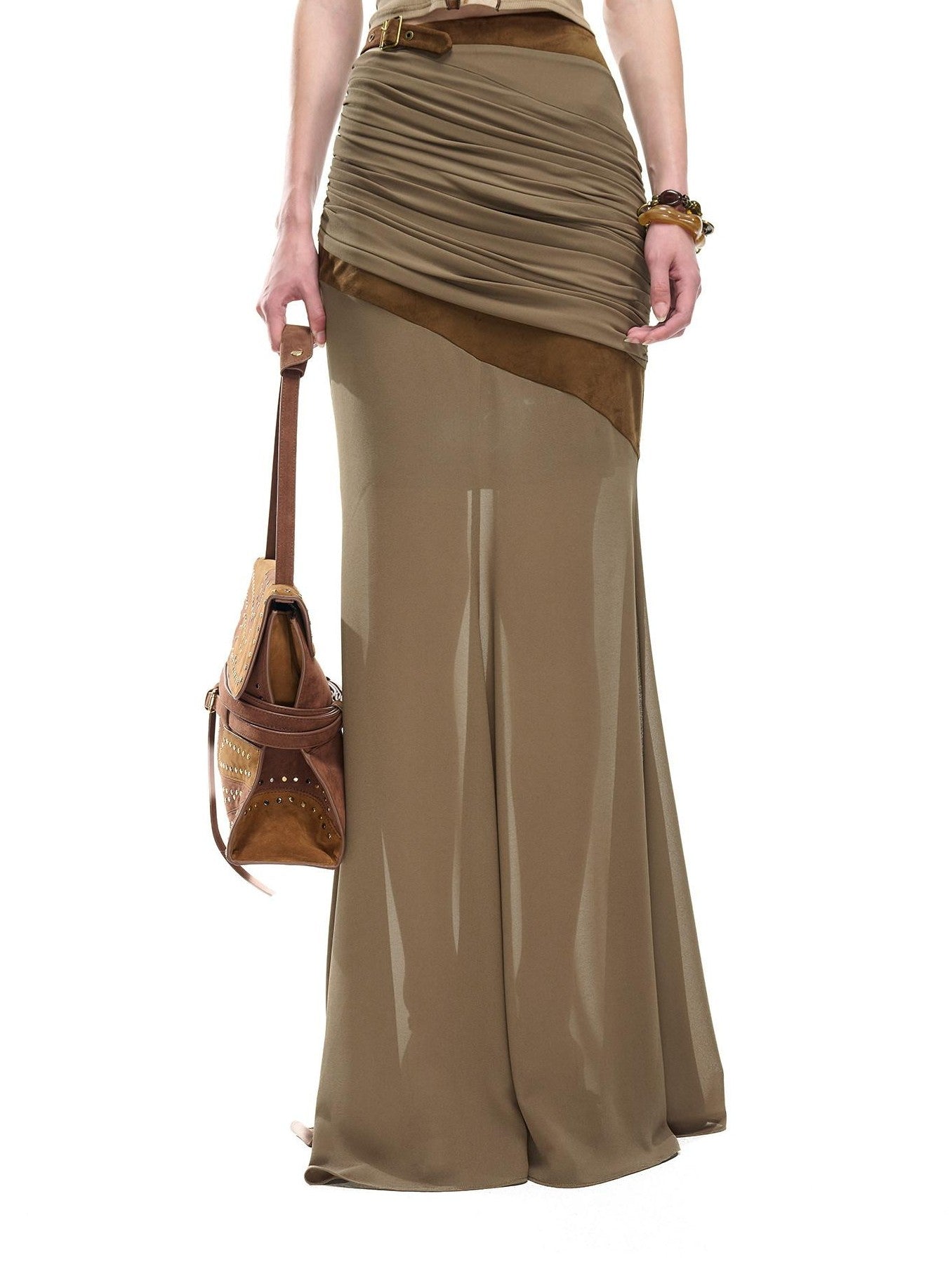 NORTH NODE Garnet Panelled Pleated Mermaid Women&