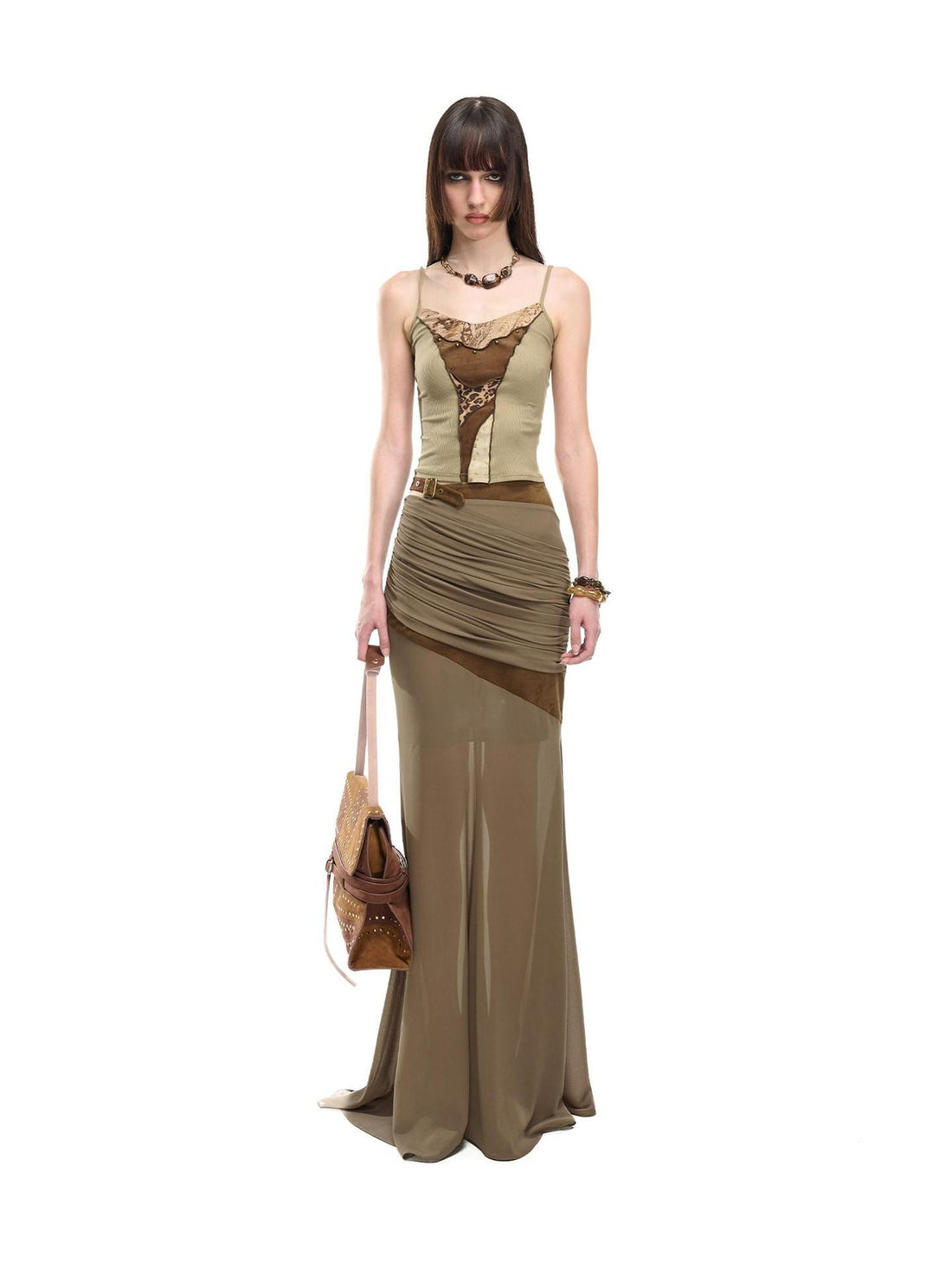 NORTH NODE Garnet Panelled Pleated Mermaid Women&