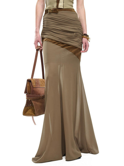 NORTH NODE Garnet Panelled Pleated Mermaid Women&