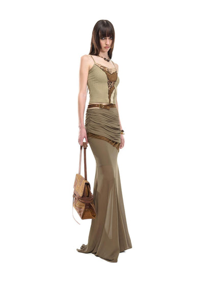 NORTH NODE Garnet Panelled Pleated Mermaid Women&