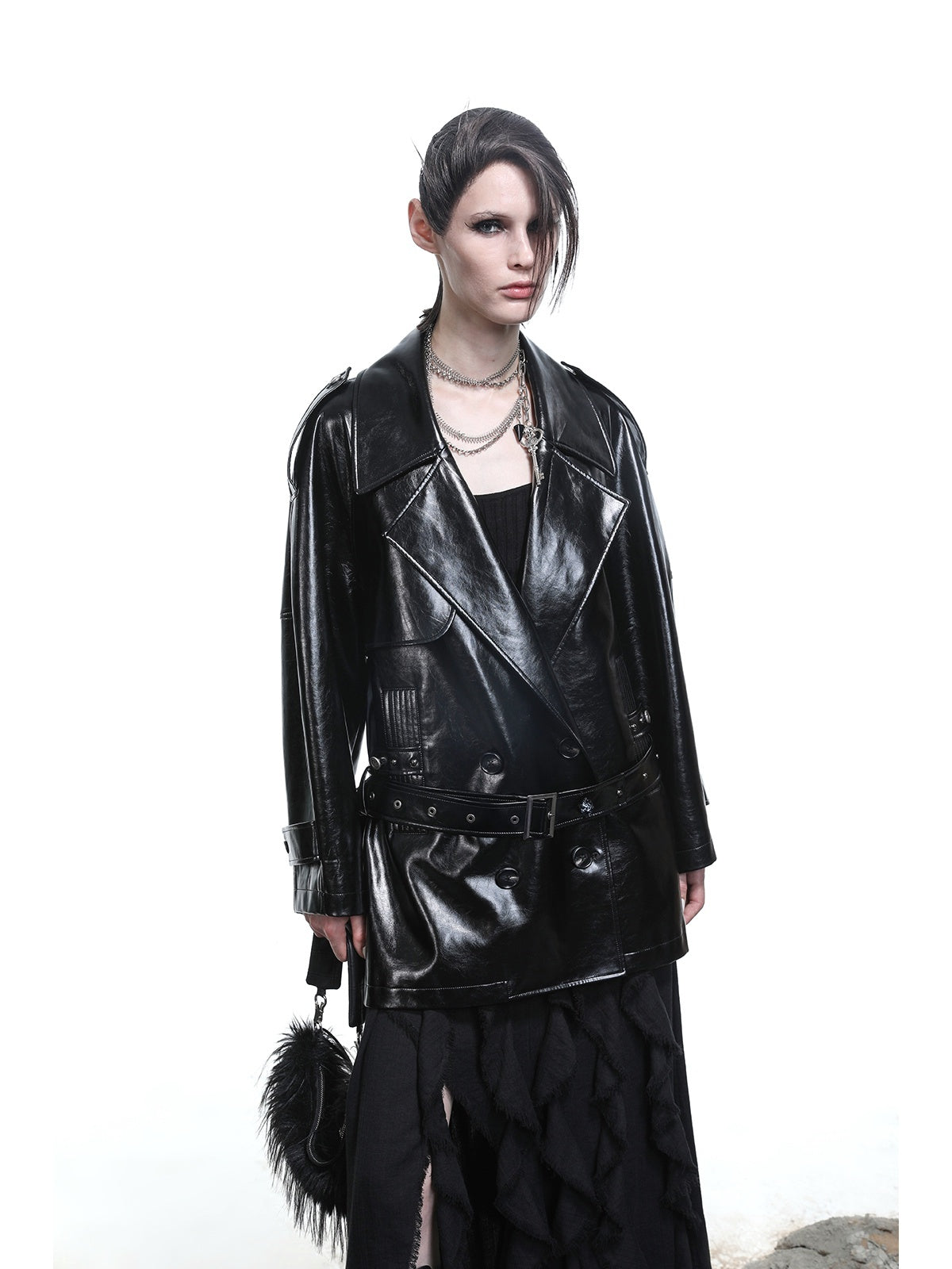 NORTH_NODE_Glossy_Mirror_Fold_Belted_Mid_Length_Women&