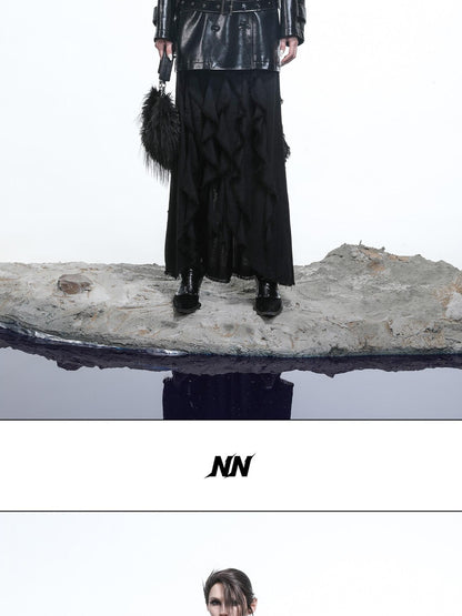 NORTH NODE Glossy Mirror Fold Belted Mid Length Women&