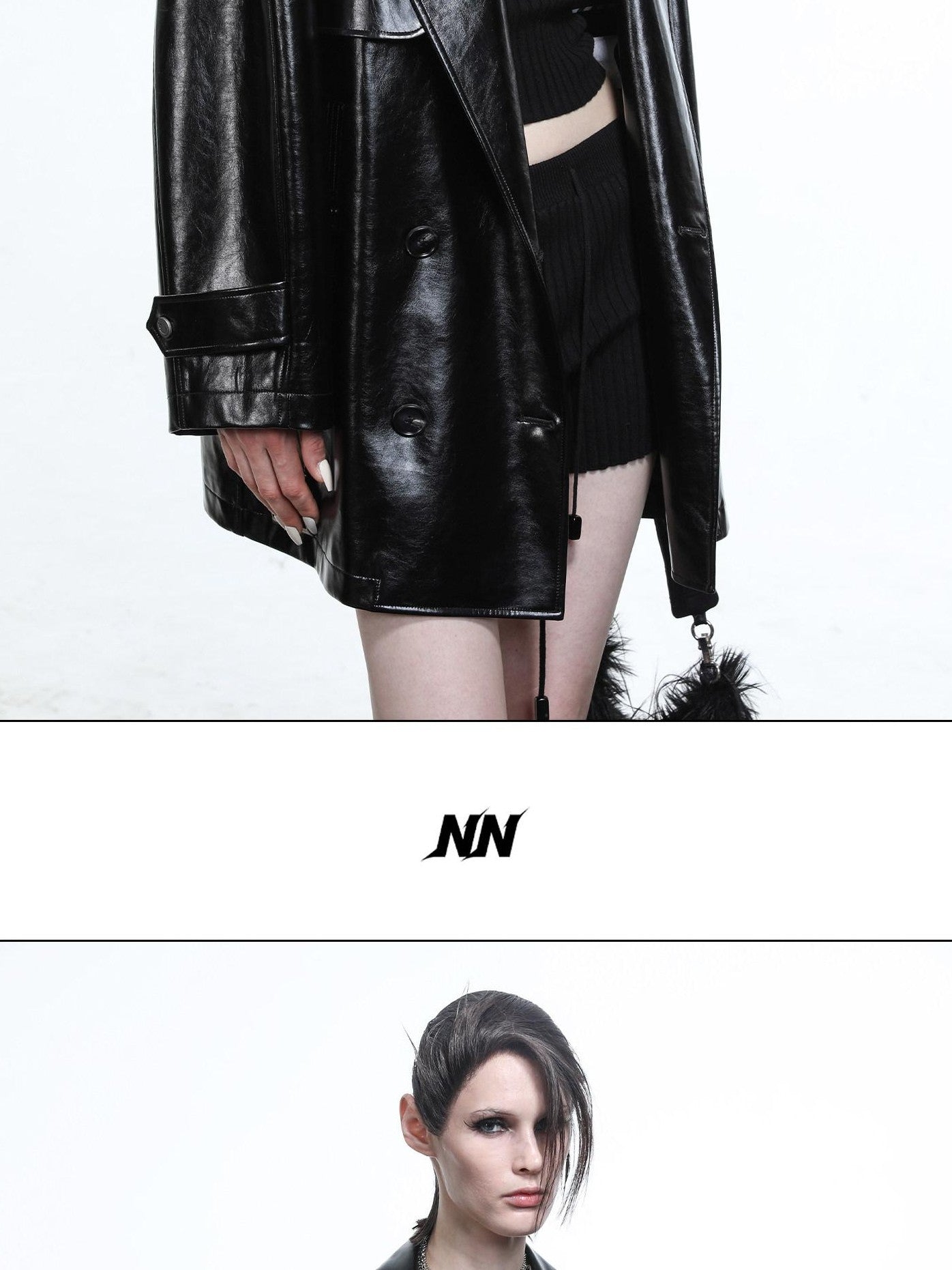 NORTH NODE Glossy Mirror Fold Belted Mid Length Women&