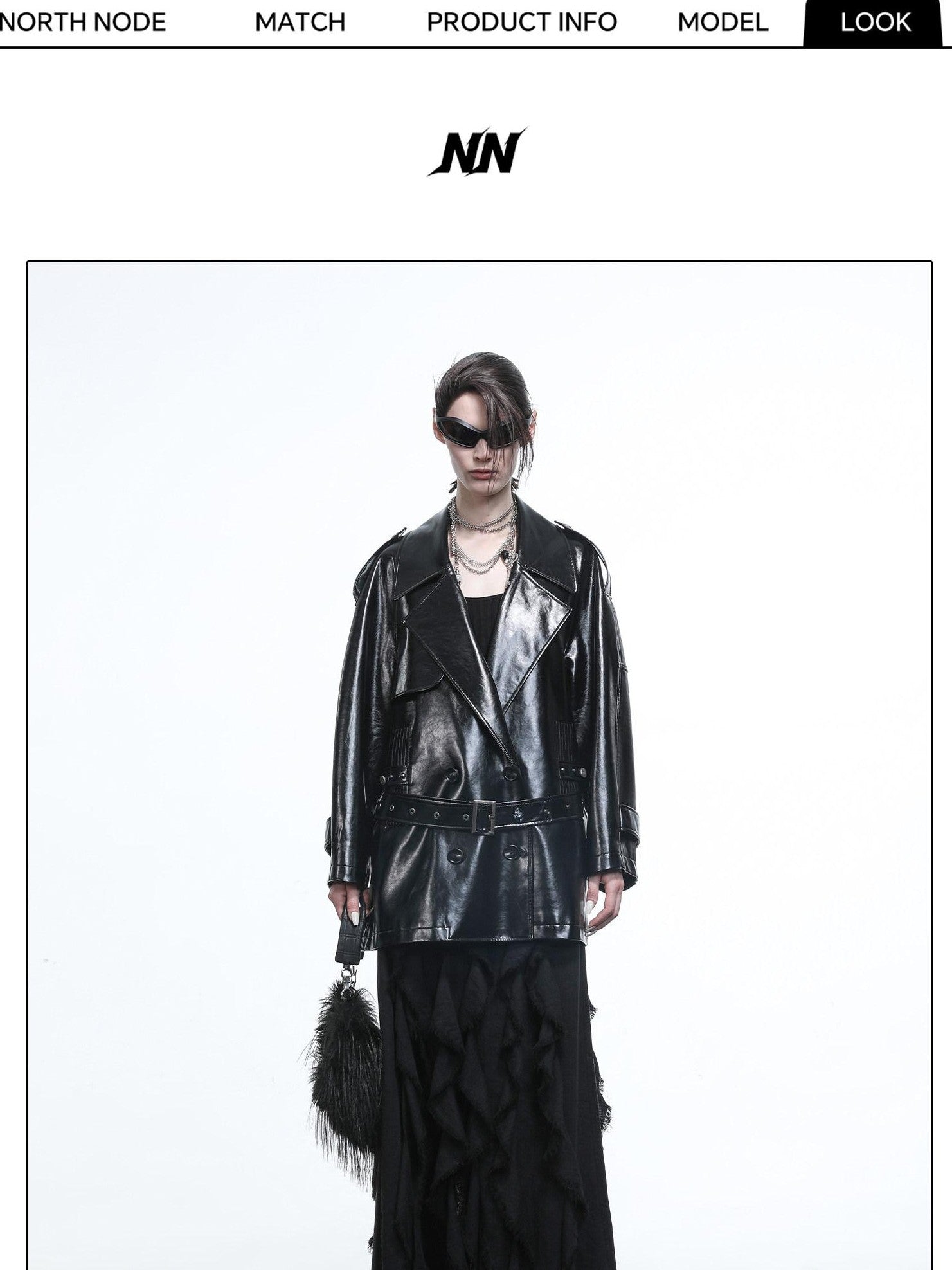 NORTH NODE Glossy Mirror Fold Belted Mid Length Women&