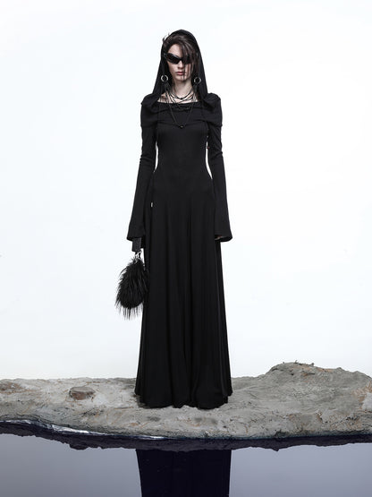NORTH_NODE_Gothic_Hooded_Cinched_Waist_Long_Sleeve_Women&