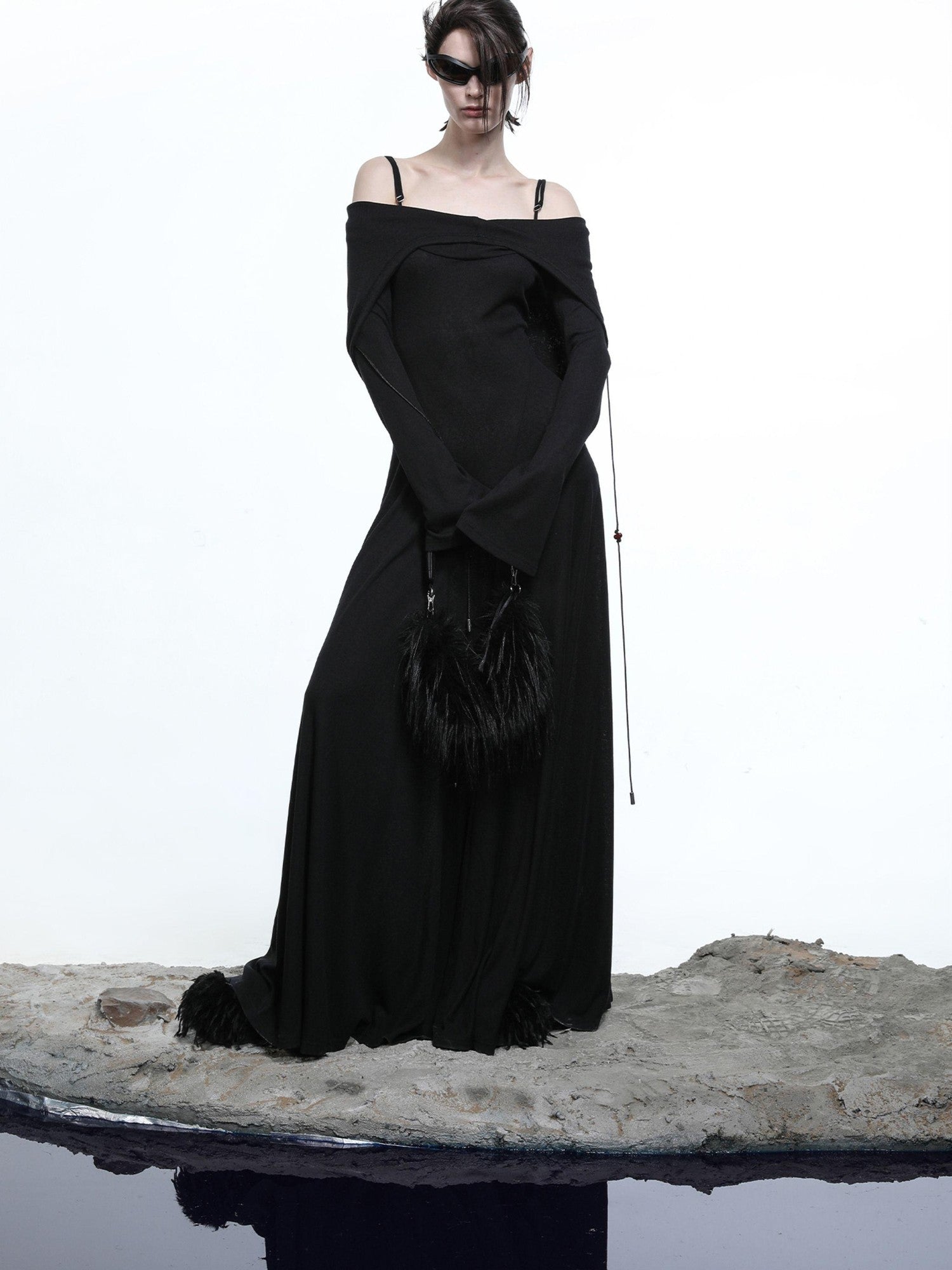 NORTH NODE Gothic Hooded Cinched Waist Long Sleeve Women&