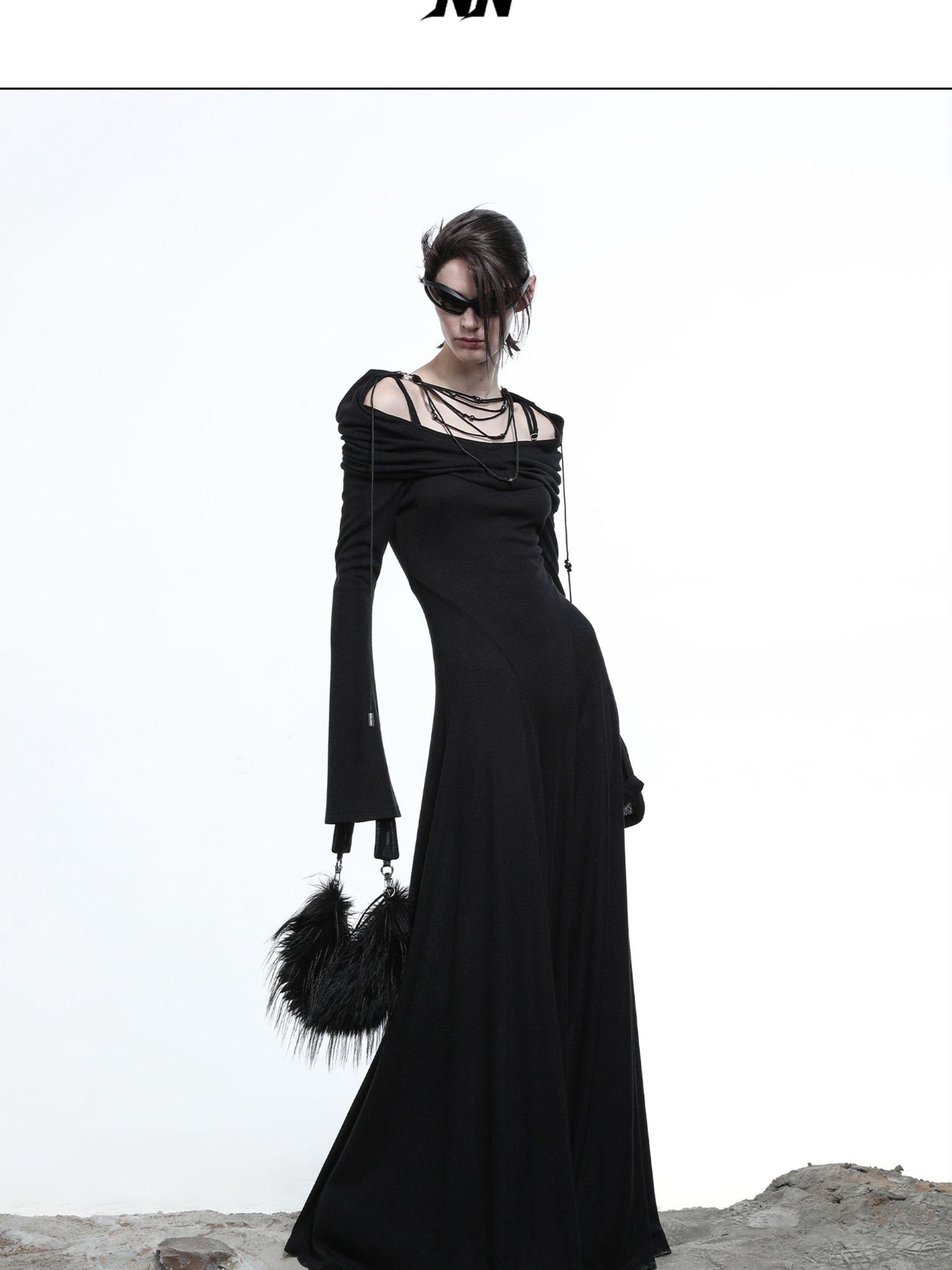NORTH NODE Gothic Hooded Cinched Waist Long Sleeve Women&