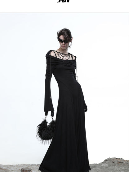 NORTH NODE Gothic Hooded Cinched Waist Long Sleeve Women&