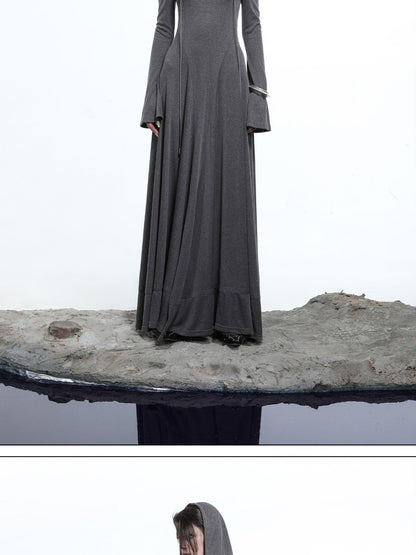 NORTH NODE Gothic Hooded Cinched Waist Long Sleeve Women&