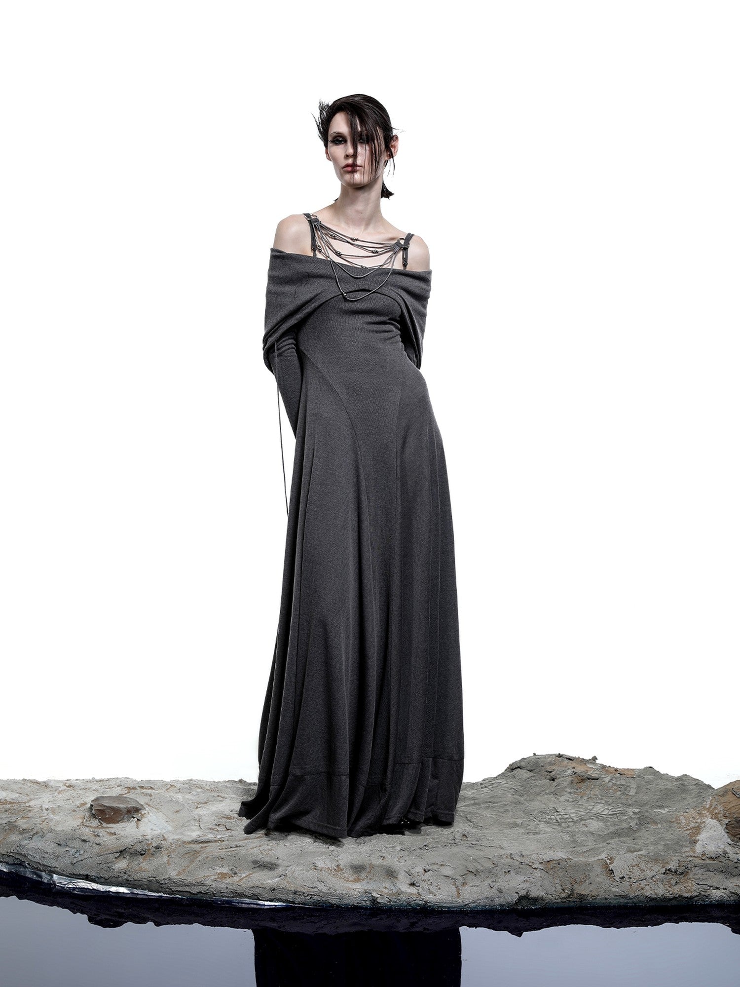 NORTH NODE Gothic Hooded Cinched Waist Long Sleeve Women&