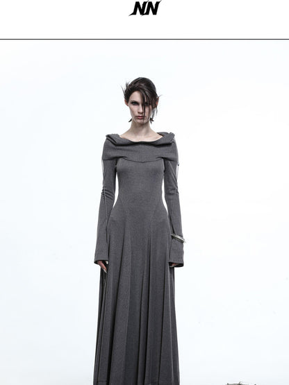 NORTH NODE Gothic Hooded Cinched Waist Long Sleeve Women&