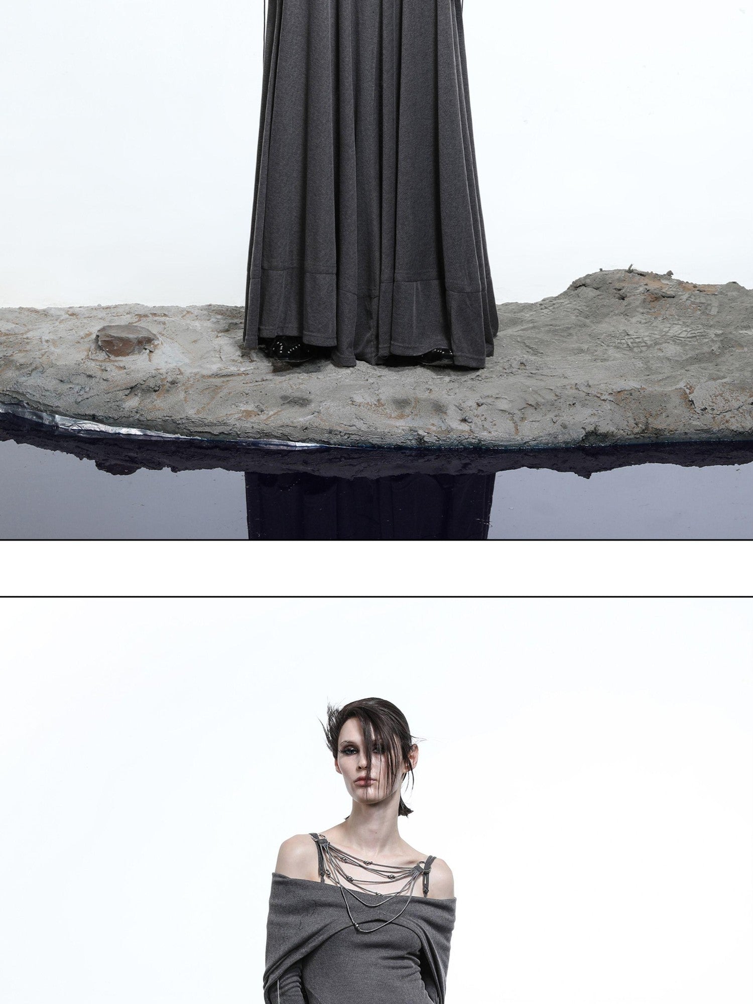 NORTH NODE Gothic Hooded Cinched Waist Long Sleeve Women&