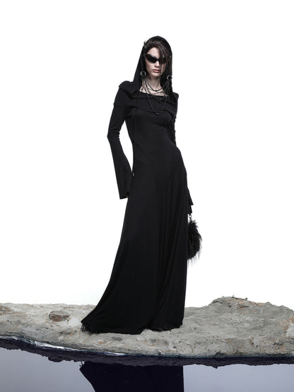 NORTH NODE Gothic Hooded Cinched Waist Long Sleeve Women&