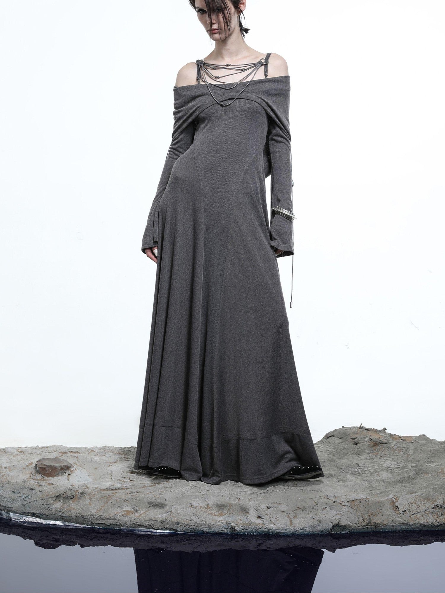 NORTH NODE Gothic Hooded Cinched Waist Long Sleeve Women&