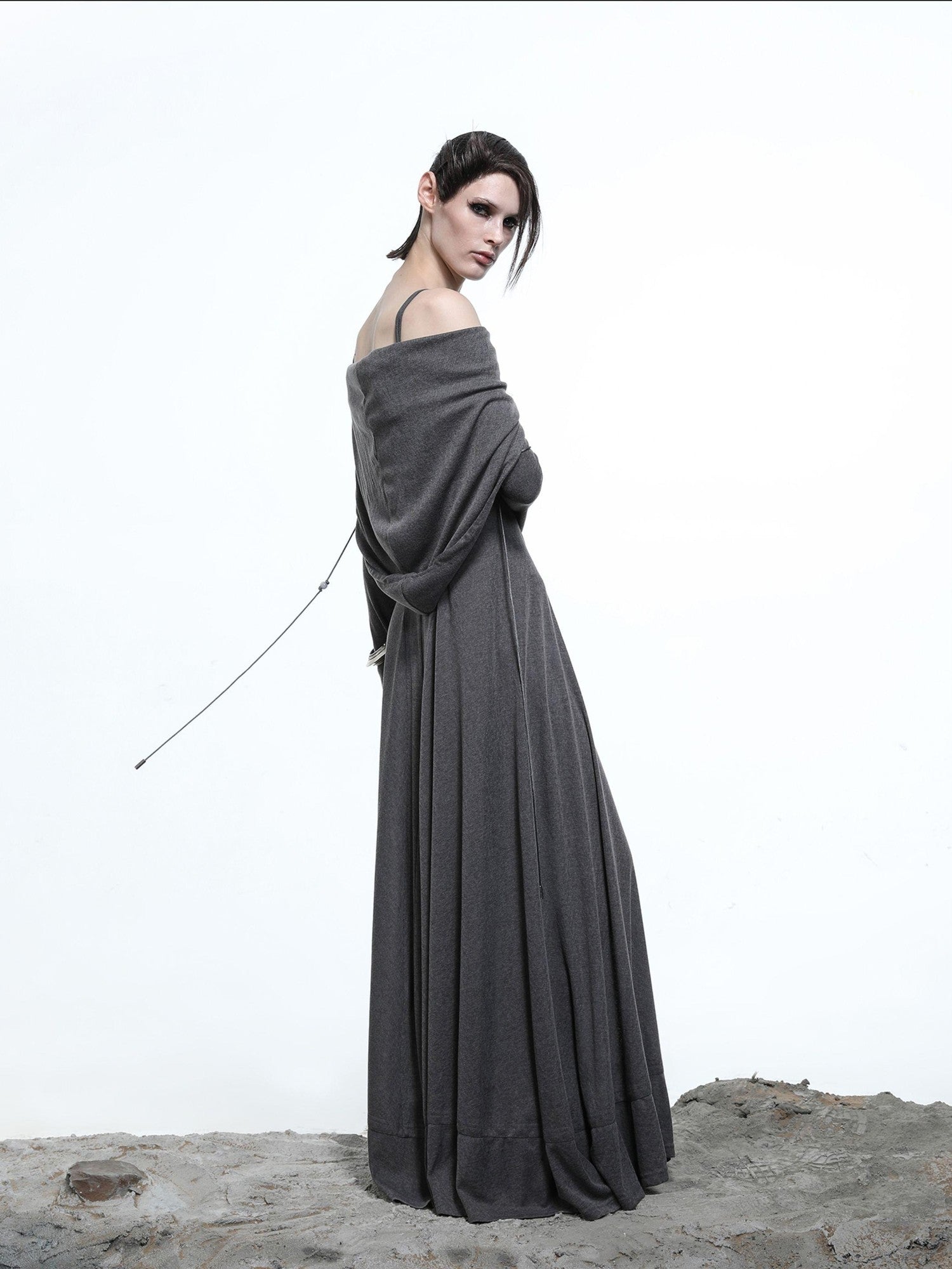 NORTH NODE Gothic Hooded Cinched Waist Long Sleeve Women&