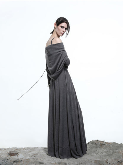 NORTH NODE Gothic Hooded Cinched Waist Long Sleeve Women&