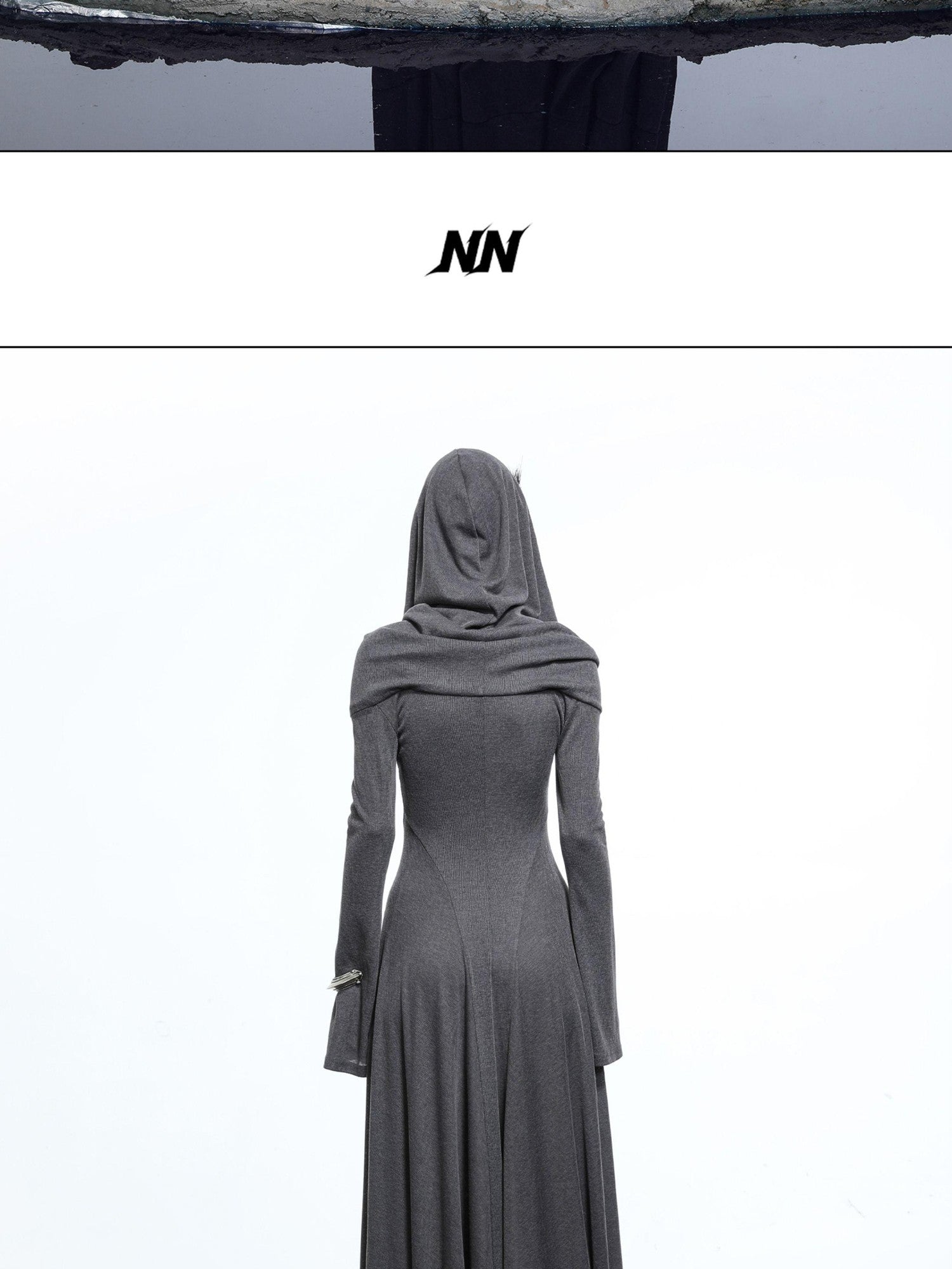 NORTH NODE Gothic Hooded Cinched Waist Long Sleeve Women&