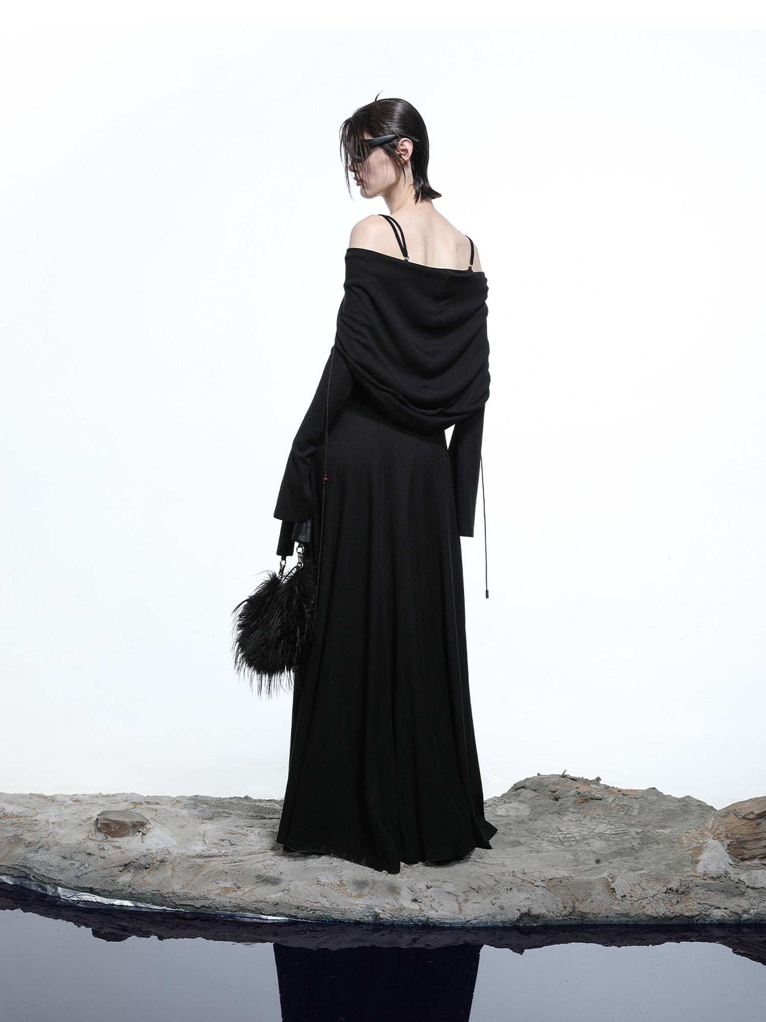 NORTH NODE Gothic Hooded Cinched Waist Long Sleeve Women&