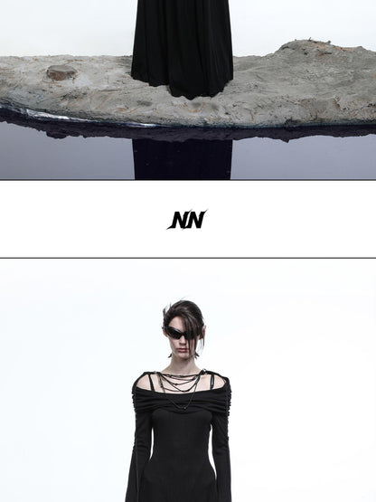 NORTH NODE Gothic Hooded Cinched Waist Long Sleeve Women&