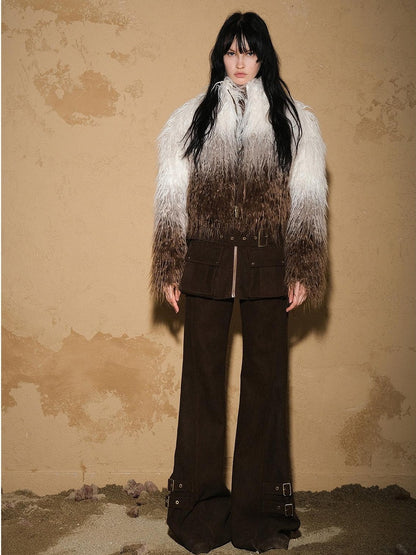 NORTH NODE Gradient Shaggy Plush Textured Women&