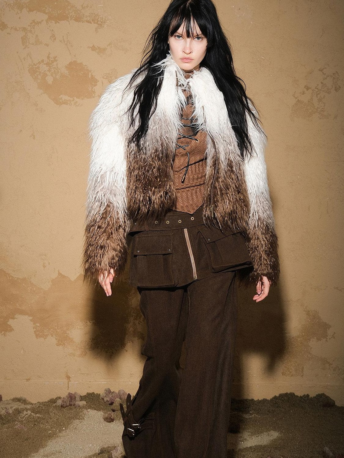 NORTH NODE Gradient Shaggy Plush Textured Women&
