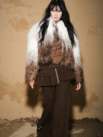 NORTH NODE Gradient Shaggy Plush Textured Women&
