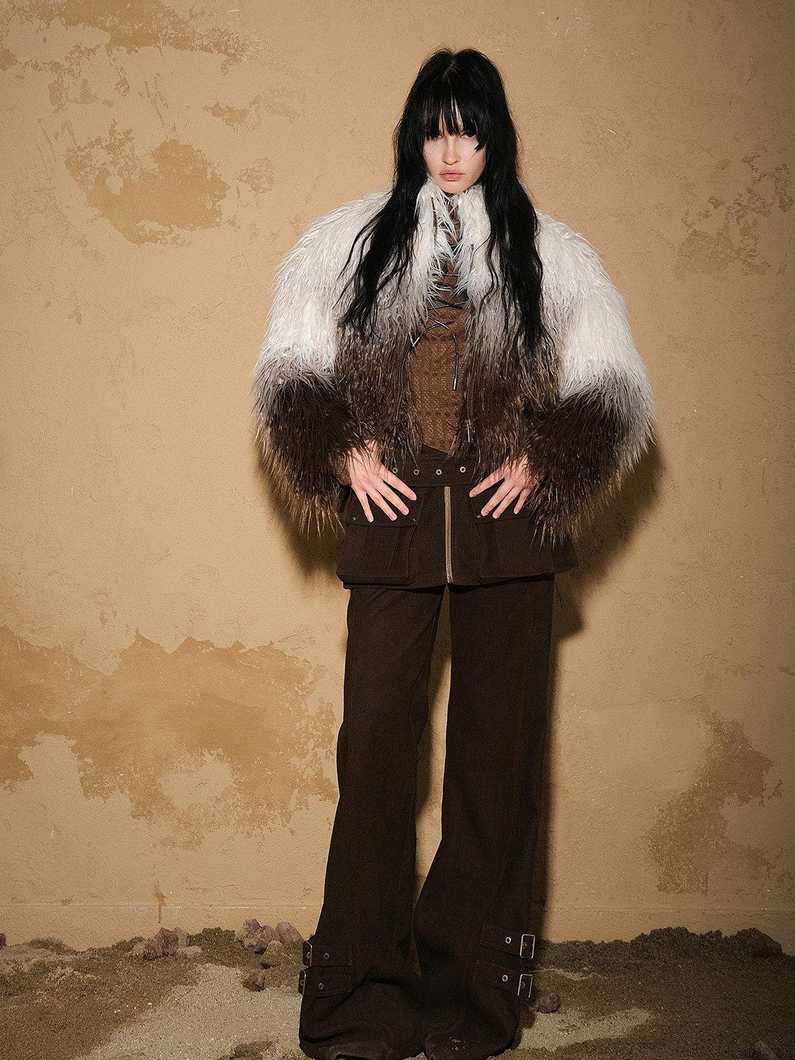 NORTH NODE Gradient Shaggy Plush Textured Women&