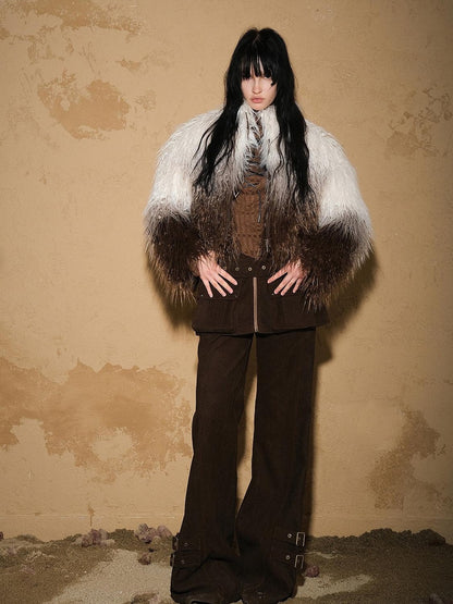 NORTH NODE Gradient Shaggy Plush Textured Women&