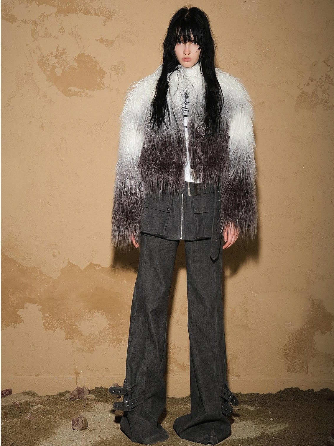 NORTH NODE Gradient Shaggy Plush Textured Women&