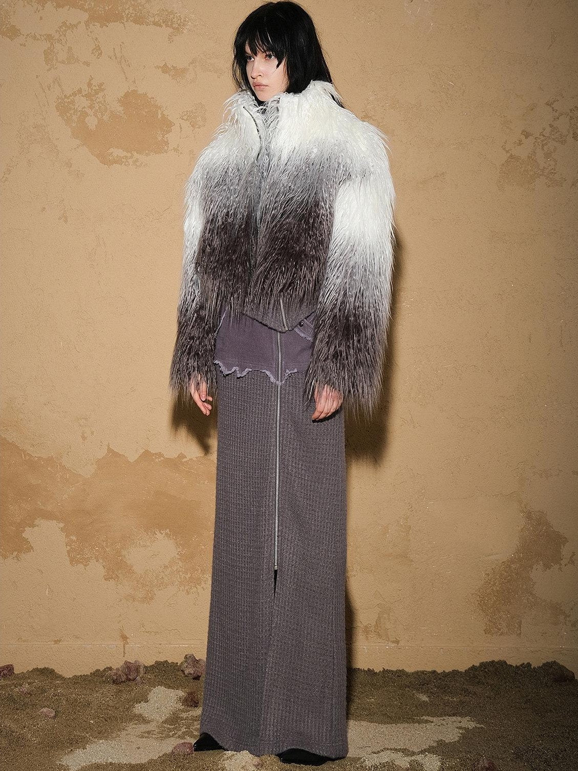 NORTH NODE Gradient Shaggy Plush Textured Women&