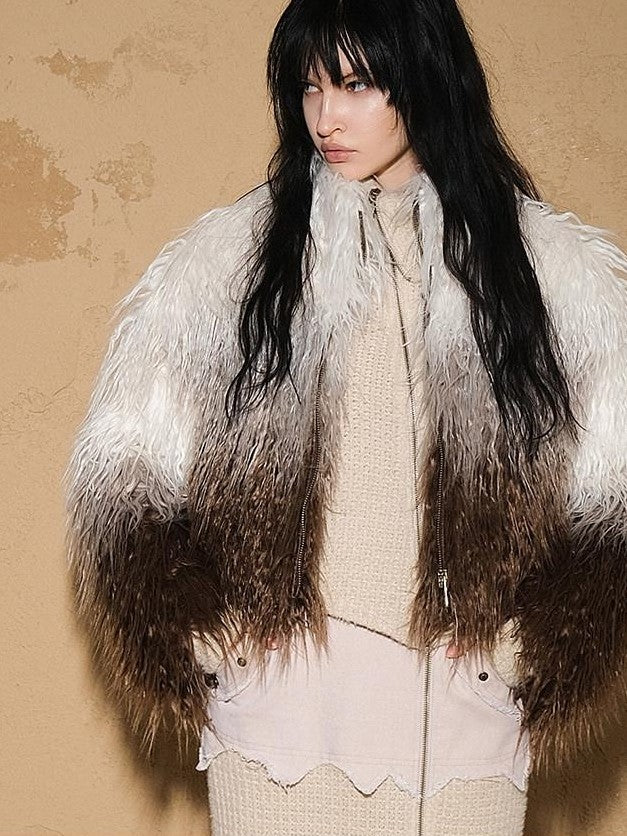 NORTH NODE Gradient Shaggy Plush Textured Women&